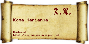Koma Marianna névjegykártya